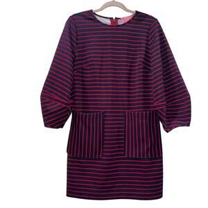 LDT Navy & Red Striped Shift Dress – Size 6